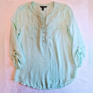 Express Sheer Top Blouse Light Green Mint Women's XS